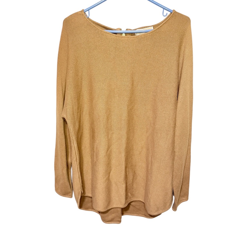 MICHAEL Michael Kors Sweater XL Gold Zipper Back Long Sleeve Knit Top